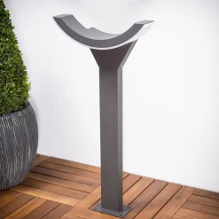 Terrassebelysning|Gadebelysning ^ Lucande LED-gadelampe Halv, 60 cm, antracit, metal, IP54