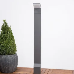 Gadebelysning ^ Lucande LED-gadelampe Nevio, antracit, metal, 100 cm