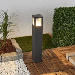 Terrassebelysning ^ Lucande LED-gadelampe Nicola, 65 cm, antracit, P54