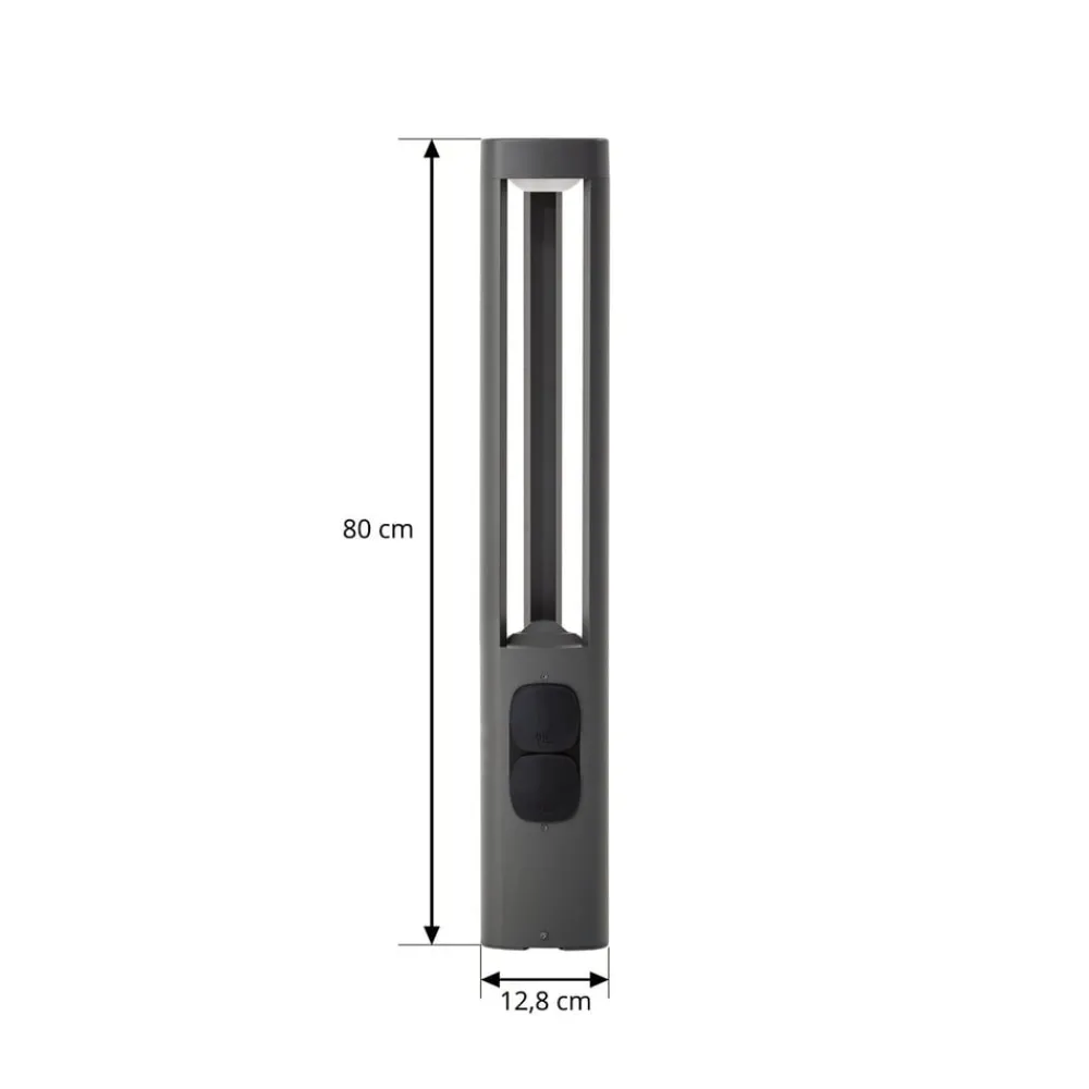 Lucande Terrassebelysning|Gadebelysning > LED-gadelampe Pirron, højde 80 cm, stikkontakt, IP54