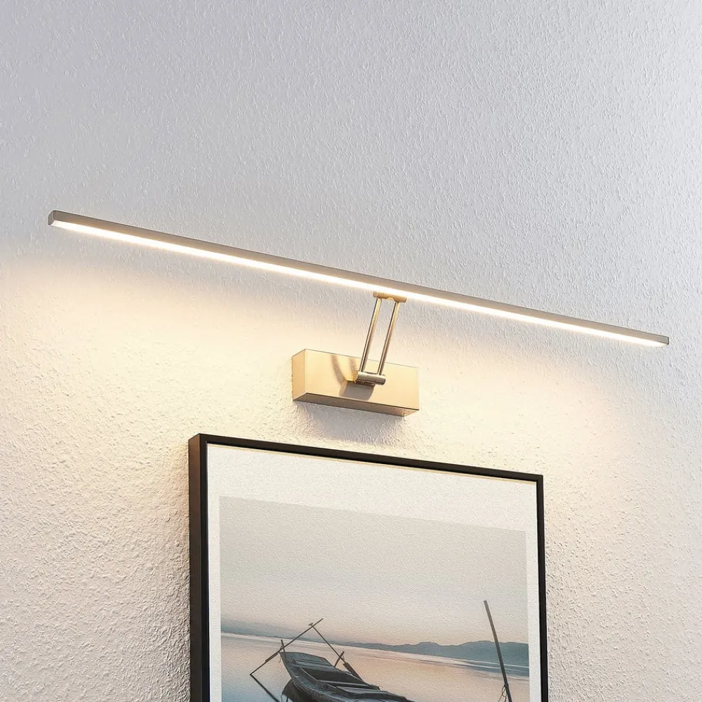 Lucande Gang|Væglamper > LED-gallerilampe Thibaud, 84 cm, nikkel, aluminium