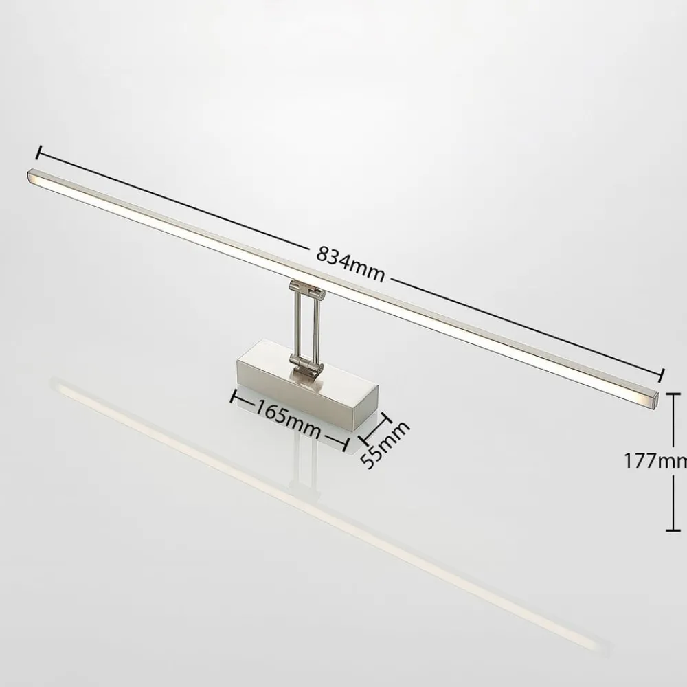 Lucande Gang|Væglamper > LED-gallerilampe Thibaud, 84 cm, nikkel, aluminium