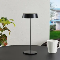 Terrassebelysning|Bordlamper ^ Lucande LED genopladelig bordlampe Tibia, sort, aluminium, USB, IP54