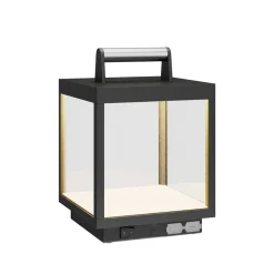 Dekorationsbelysning|Terrassebelysning ^ Lucande LED genopladelig bordlampe Cube, aluminium, IP54, dæmpbar