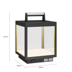 Dekorationsbelysning|Terrassebelysning ^ Lucande LED genopladelig bordlampe Cube, aluminium, IP54, dæmpbar