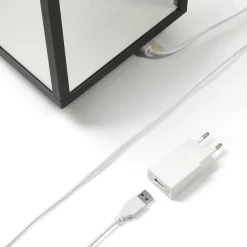 Dekorationsbelysning|Terrassebelysning ^ Lucande LED genopladelig bordlampe Cube, aluminium, IP54, dæmpbar