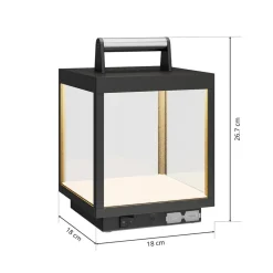 Dekorationsbelysning|Terrassebelysning ^ Lucande LED genopladelig bordlampe Cube, aluminium, IP54, dæmpbar
