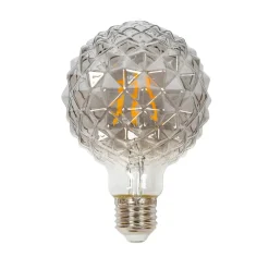 Lucande Dæmpbar Led-Pære|Filament Pære > LED-globepære G95, E27 3,8W, 1800K, struktur, røgfarvet