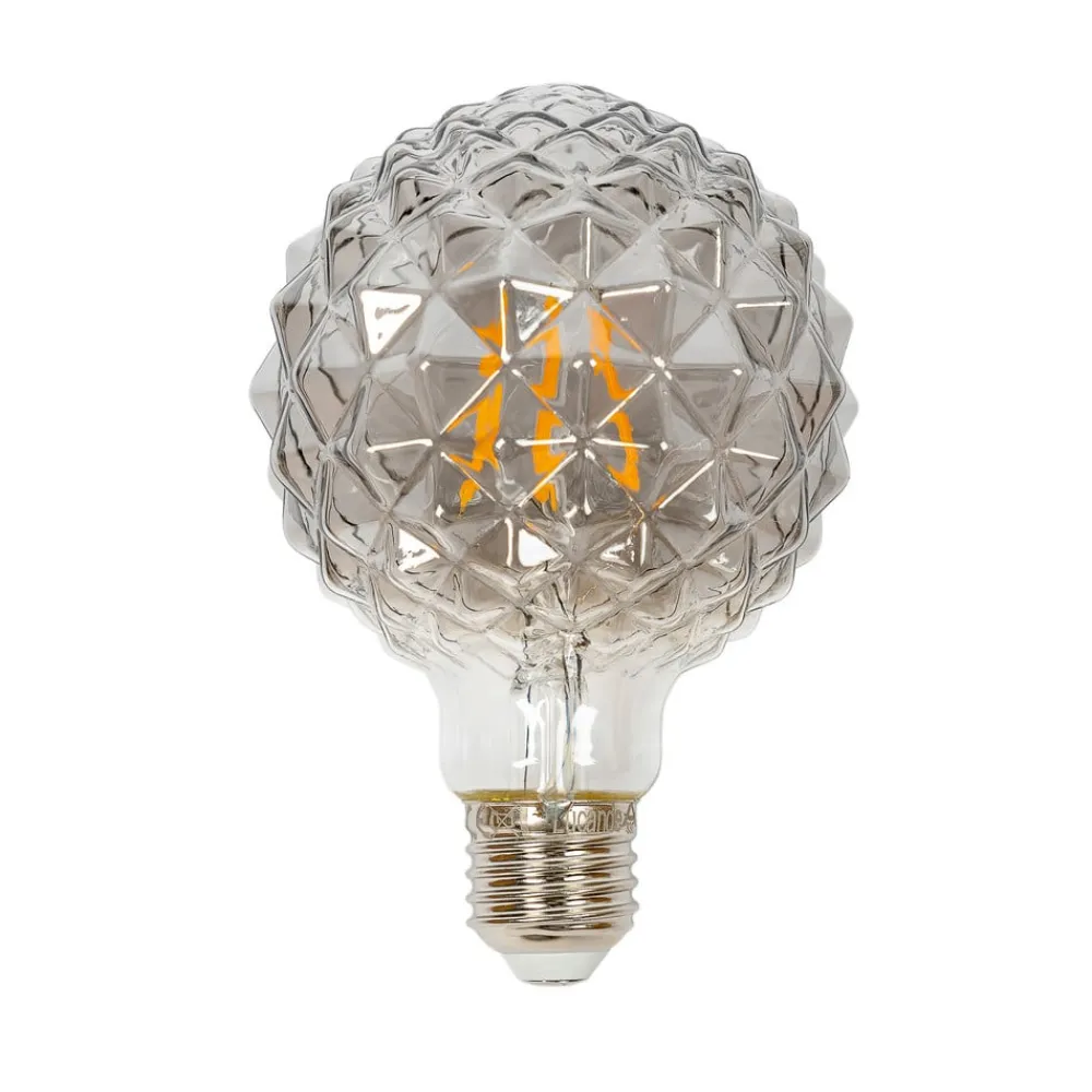 Lucande Dæmpbar Led-Pære|Filament Pære > LED-globepære G95, E27 3,8W, 1800K, struktur, røgfarvet