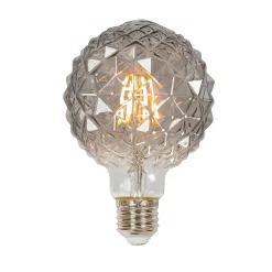 Lucande Dæmpbar Led-Pære|Filament Pære > LED-globepære G95, E27 3,8W, 1800K, struktur, røgfarvet