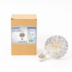 Lucande Dæmpbar Led-Pære|Filament Pære > LED-globepære G95, E27 3,8W, 1800K, struktur, røgfarvet