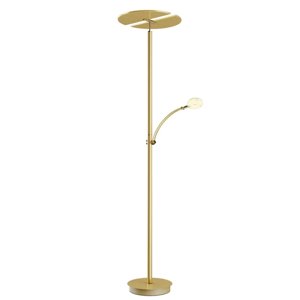 Pendellamper|Gulvlamper ^ Lucande LED-gulvlampe Anniki, messing, justerbar, dæmpbar