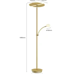 Pendellamper|Gulvlamper ^ Lucande LED-gulvlampe Anniki, messing, justerbar, dæmpbar