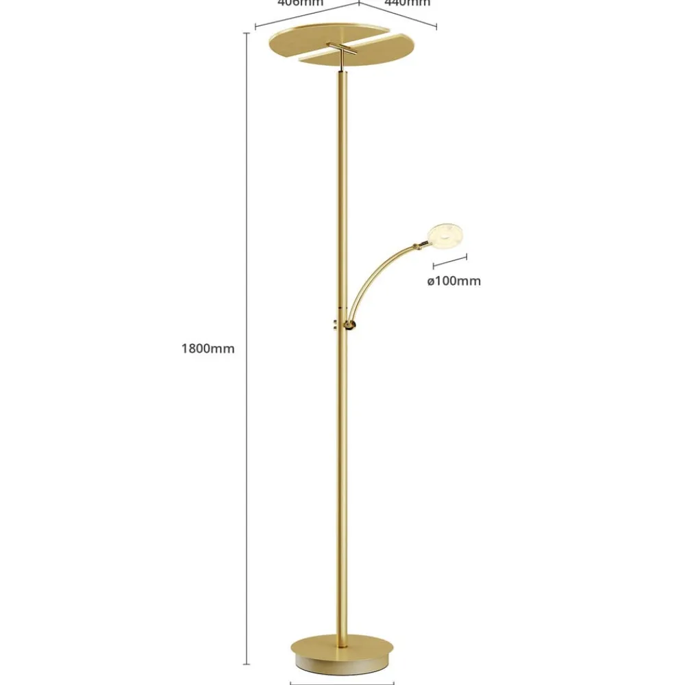 Pendellamper|Gulvlamper ^ Lucande LED-gulvlampe Anniki, messing, justerbar, dæmpbar