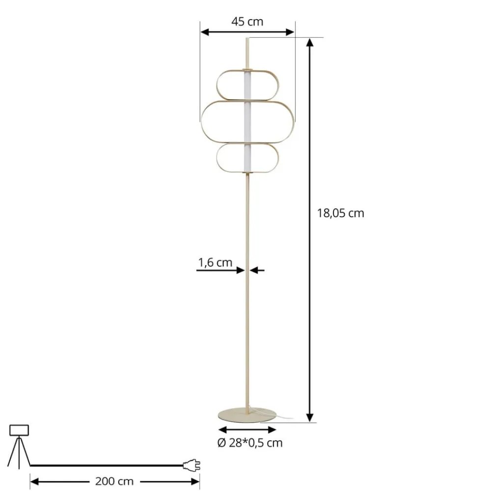 Lucande Gulvlamper|Gulvlamper > LED-gulvlampe Audrina, beige, metal, dæmpbar