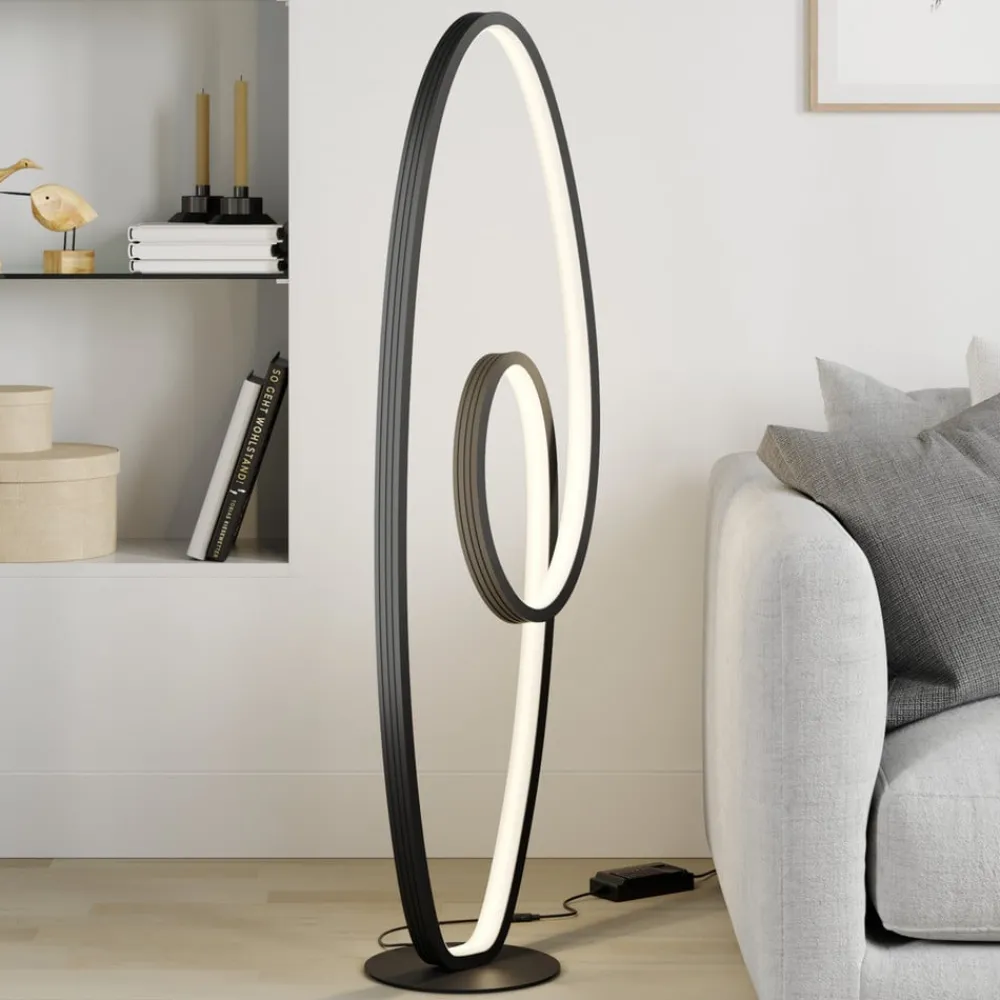 Lucande Gulvlamper|Gulvlamper > LED-gulvlampe Bronwyn, 122 cm, antracit, aluminium