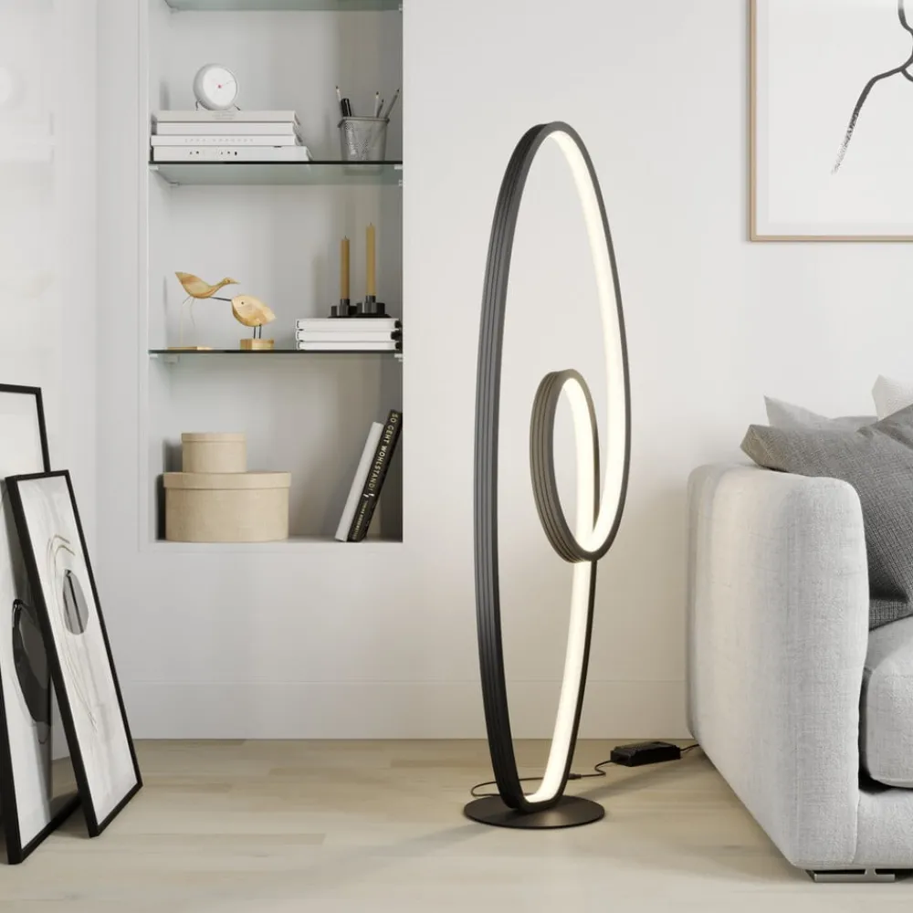 Lucande Gulvlamper|Gulvlamper > LED-gulvlampe Bronwyn, 122 cm, antracit, aluminium