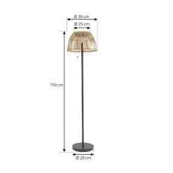 Lucande Solcellelamper|Terrassebelysning > LED-gulvlampe Eligio, bambus, Ø 39 cm, RGB