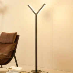 Gulvlamper|Gulvlamper ^ Lucande LED-gulvlampe Ilian, sort, metal, CCT, dæmpbar
