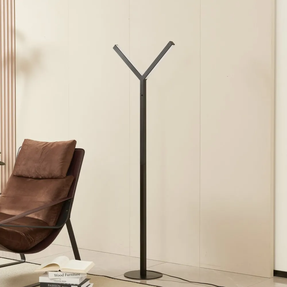 Gulvlamper|Gulvlamper ^ Lucande LED-gulvlampe Ilian, sort, metal, CCT, dæmpbar