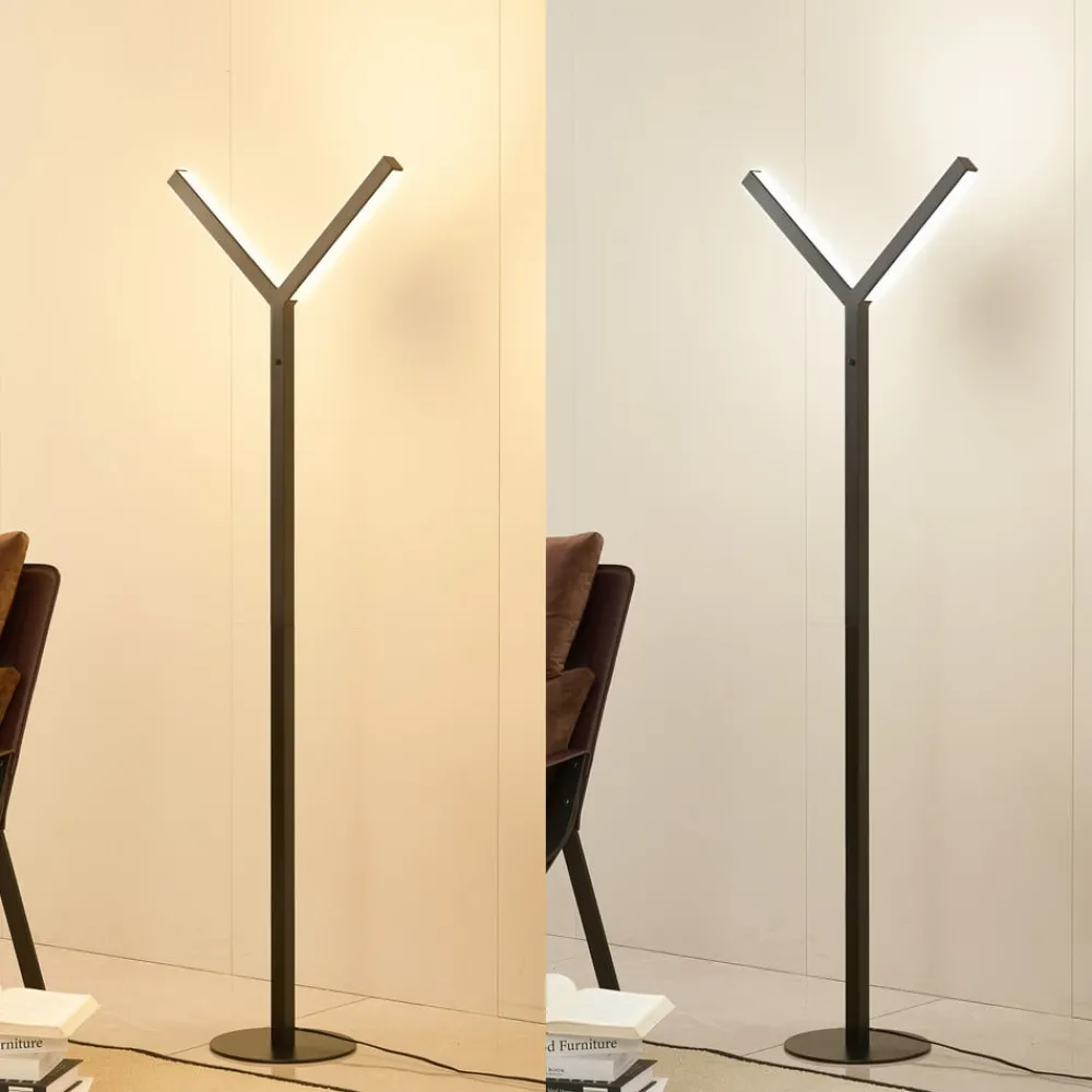 Gulvlamper|Gulvlamper ^ Lucande LED-gulvlampe Ilian, sort, metal, CCT, dæmpbar