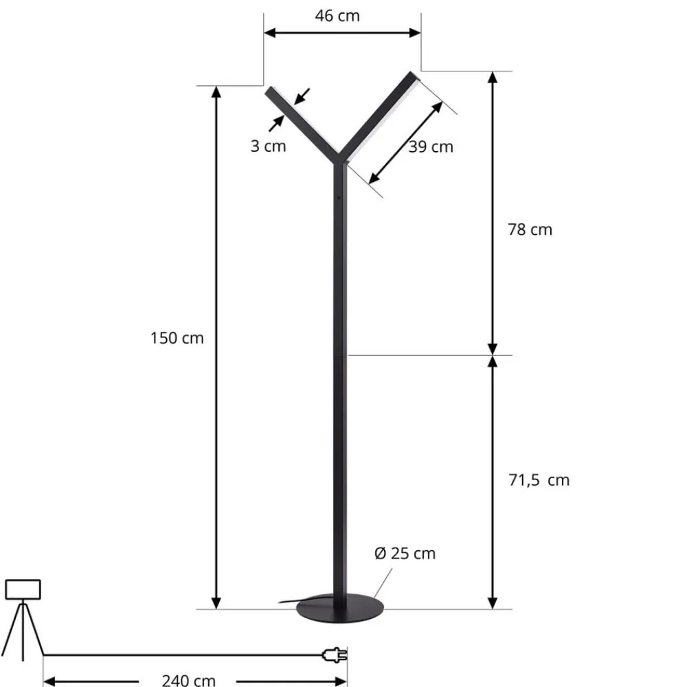 Gulvlamper|Gulvlamper ^ Lucande LED-gulvlampe Ilian, sort, metal, CCT, dæmpbar