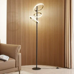Lucande Gang|Gulvlamper > LED-gulvlampe Madu, sort, metal, 160 cm, dæmpbar