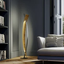 Pendellamper|Gulvlamper ^ Lucande LED-gulvlampe Marija, sort, metal, højde 140 cm