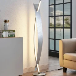 Pendellamper|Gulvlamper ^ Lucande LED-gulvlampe Marija, sølv, dæmpbar, 140 cm
