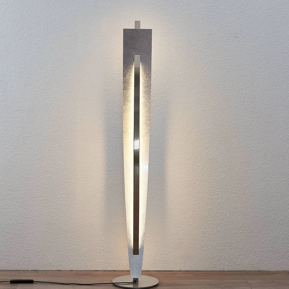 Pendellamper|Gulvlamper ^ Lucande LED-gulvlampe Marija, sølv, dæmpbar, 140 cm