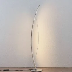 Pendellamper|Gulvlamper ^ Lucande LED-gulvlampe Marija, sølv, dæmpbar, 140 cm