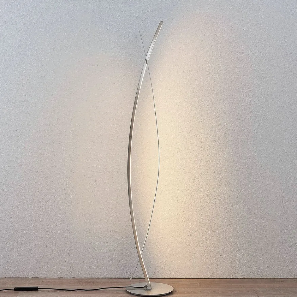Pendellamper|Gulvlamper ^ Lucande LED-gulvlampe Marija, sølv, dæmpbar, 140 cm