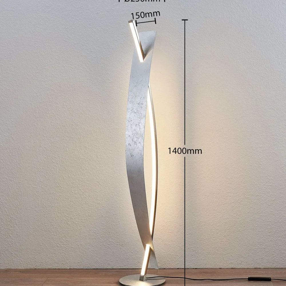 Pendellamper|Gulvlamper ^ Lucande LED-gulvlampe Marija, sølv, dæmpbar, 140 cm