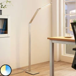 Arbejdsrum/Kontor|Pendellamper ^ Lucande LED-gulvlampe Nicano, grå, metal, CCT, 125 cm