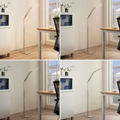 Arbejdsrum/Kontor|Pendellamper ^ Lucande LED-gulvlampe Nicano, grå, metal, CCT, 125 cm