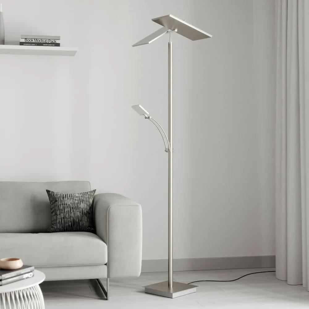 Lucande Gulvlamper|Gulvlamper > LED-gulvlampe Parthena, nikkel, metal, 180 cm
