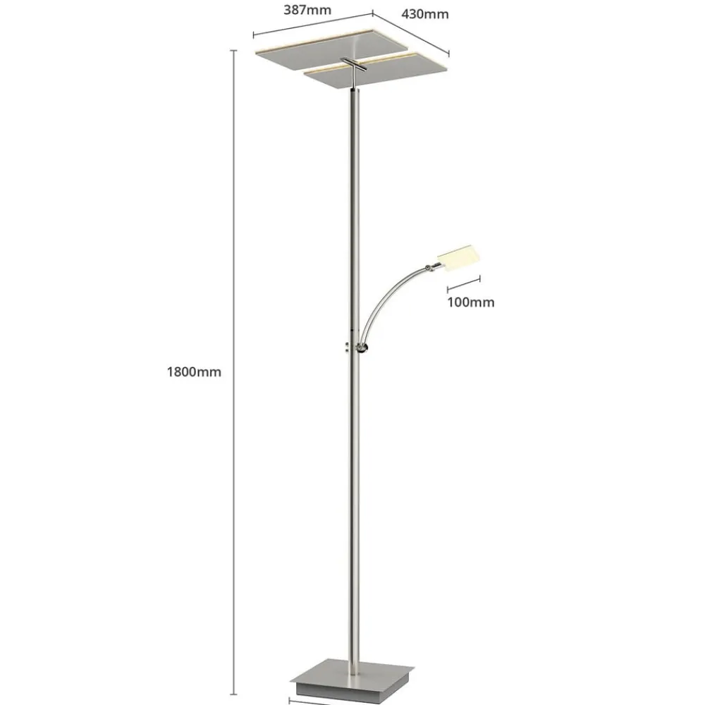 Lucande Gulvlamper|Gulvlamper > LED-gulvlampe Parthena, nikkel, metal, 180 cm