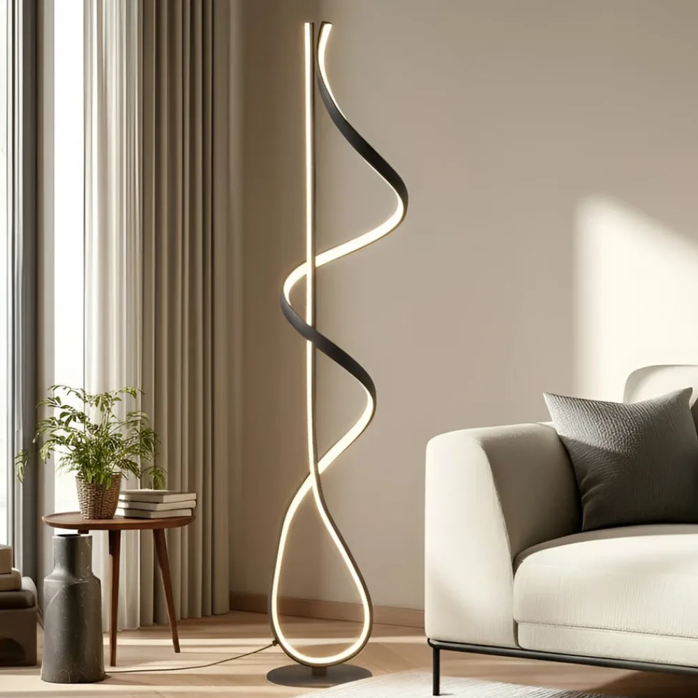 Lucande Gulvlamper|Gulvlamper > LED-gulvlampe Rodado, sort, 132 cm, aluminium