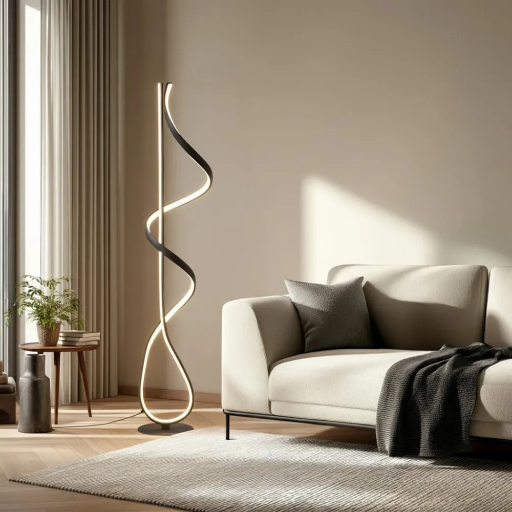 Lucande Gulvlamper|Gulvlamper > LED-gulvlampe Rodado, sort, 132 cm, aluminium