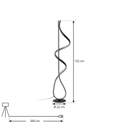 Lucande Gulvlamper|Gulvlamper > LED-gulvlampe Rodado, sort, 132 cm, aluminium