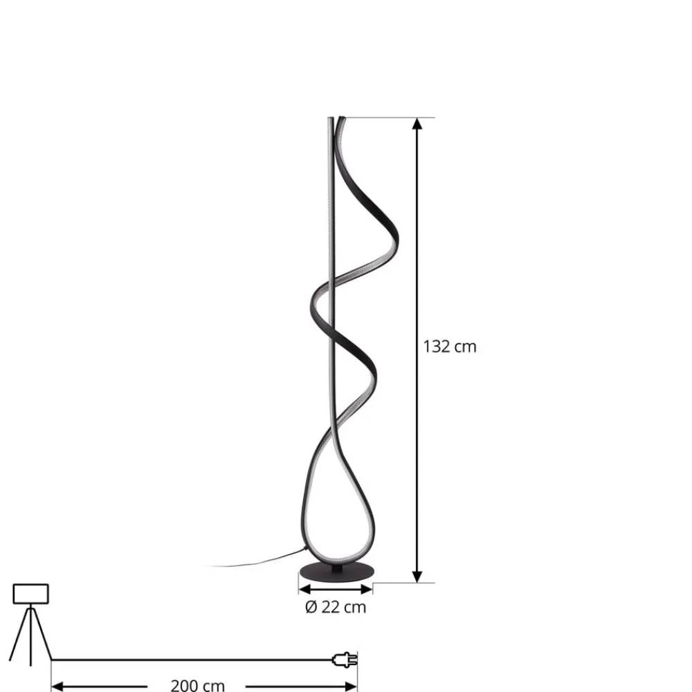 Lucande Gulvlamper|Gulvlamper > LED-gulvlampe Rodado, sort, 132 cm, aluminium