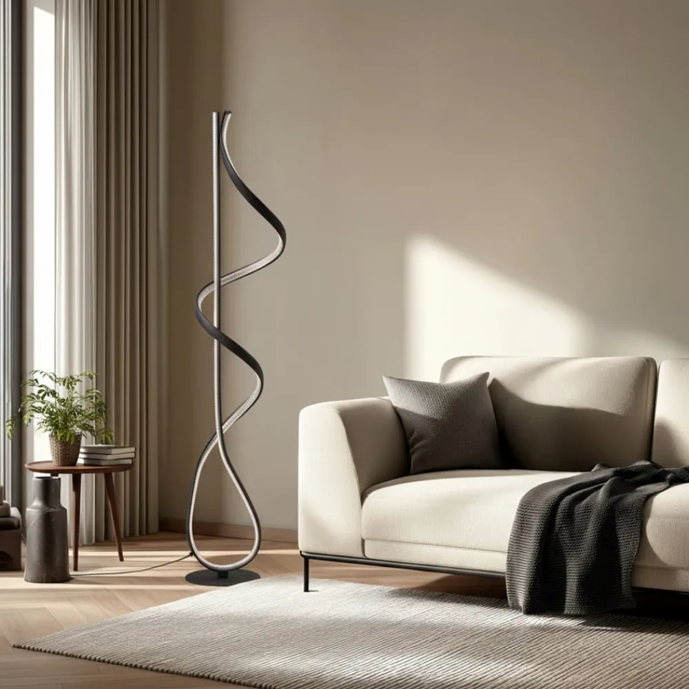 Lucande Gulvlamper|Gulvlamper > LED-gulvlampe Rodado, sort, 132 cm, aluminium