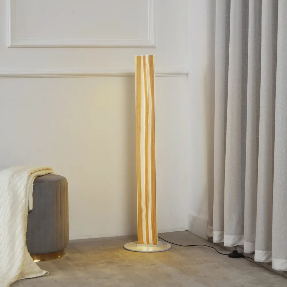 Lucande Gulvlamper|Gulvlamper > LED-gulvlampe Silja, 101 cm, træ, resin, 3000K