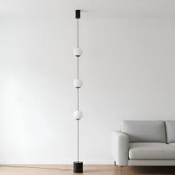 Lucande Pendellamper|Gulvlamper > LED-gulvlampe Sphere, sort/opal, glas, dæmpbar