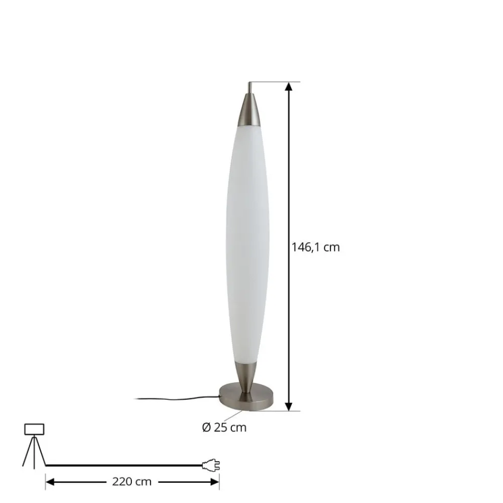 Lucande Gulvlamper|Gulvlamper > LED-gulvlampe Tarell, hvid/nikkel, 146 cm, dæmpbar
