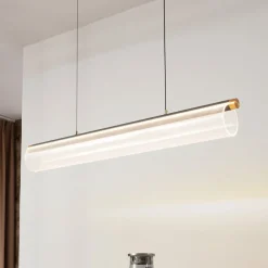 Lucande Pendellamper > LED-hængelampe Alania, transparent, metal, 86,5 cm