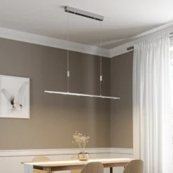 Lucande Arbejdsrum/Kontor|Pendellamper > LED-hængelampe Arnik, 120 cm, nikkelfarvet, dæmpbar