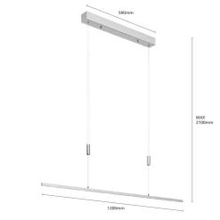 Lucande Arbejdsrum/Kontor|Pendellamper > LED-hængelampe Arnik, 120 cm, nikkelfarvet, dæmpbar
