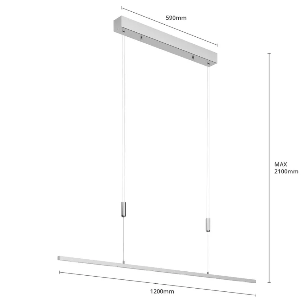 Lucande Arbejdsrum/Kontor|Pendellamper > LED-hængelampe Arnik, 120 cm, nikkelfarvet, dæmpbar