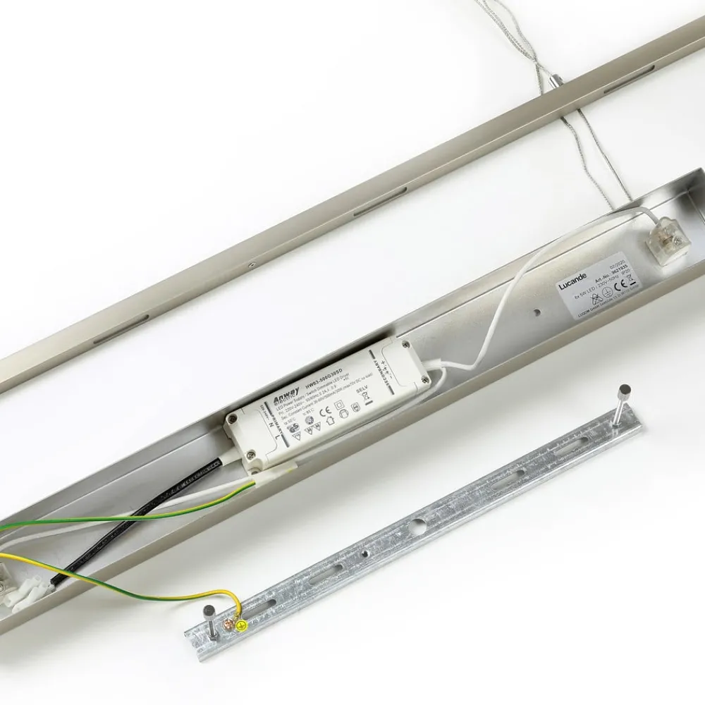 Lucande Arbejdsrum/Kontor|Pendellamper > LED-hængelampe Arnik, 120 cm, nikkelfarvet, dæmpbar